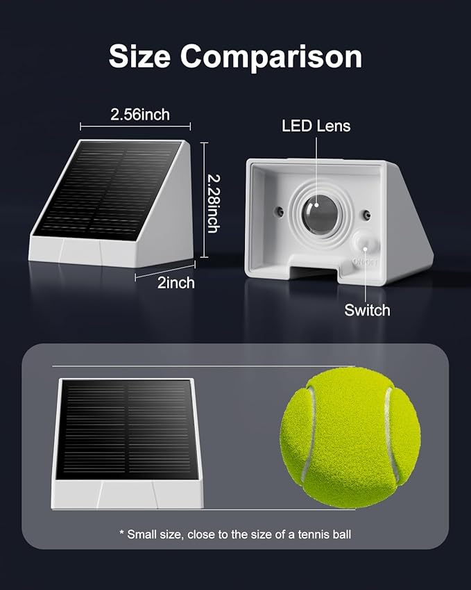 12 Pack Decorative Solar Powered Fence Lights Outdoor Waterproof with Cool White LED Spot Lens, for Outside Wall, Deck, Patio, Yard, Rail, Designed for Enhanced Security, Easy Install(White Shell)