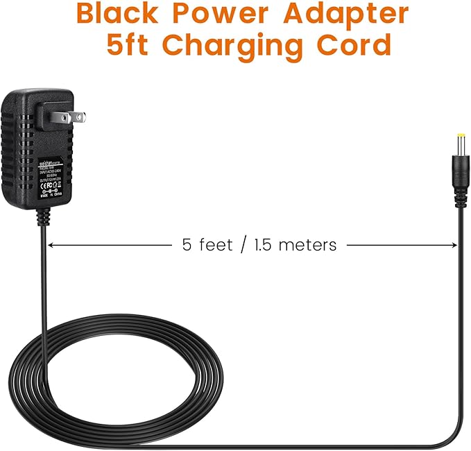 2-Pack 15W Power Cord Adapter Compatible with Echo Pop, Dot 5th, 4th, 3rd Gen, Kids Edition, Spot Smart Speakers - Black Wall Charger Plug Long Cable, 5ft