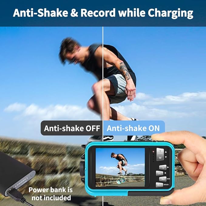 4K Underwater Camera with 32GB Card 1250mAh Battery 56MP Autofocus 11FT Waterproof Camera Dual-Screen Selfie 16X Waterproof Floatable Digital Camera Underwater Camera for Snorkeling