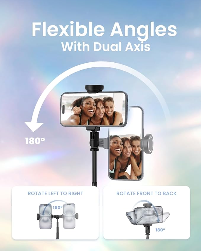 KraftGeek Automatic Tripod for iPhone, 66" Phone Tripod Selfie Stick for Cell Phone, Tripod Stand with Remote for Video Recording, Black