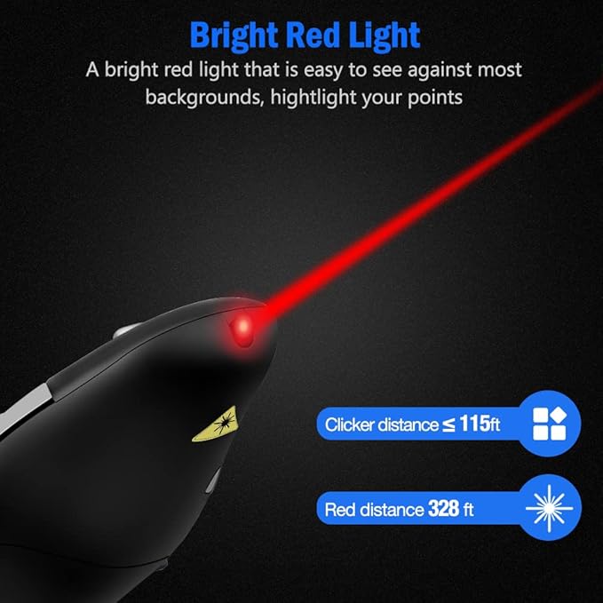 Presentation Remote Clicker, Wireless Presenter for PowerPoint Presentation Remote, RF 2.4GHz USB for Mac, Keynote, Computer, Laptop