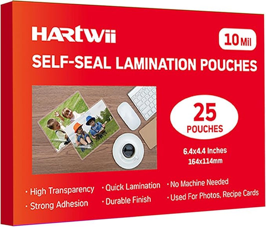 25 Pack Self-Sealing Laminating Pouches 4x6 Inch,10 Mil Self Adhesive Lamination Pouches,Waterproof Photo No Heat Laminating Sheets No Laminator Machine Need