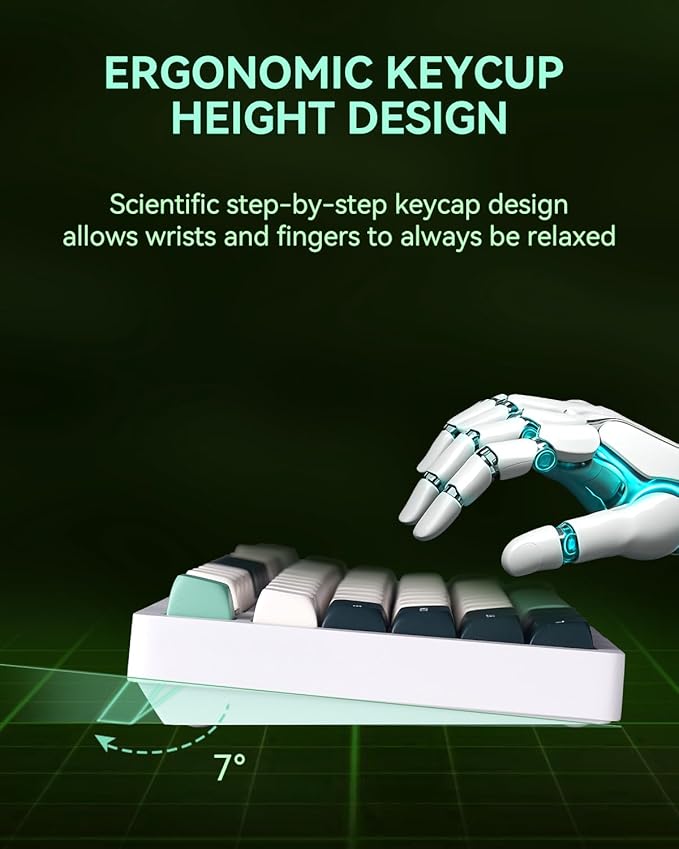 HI75C Pro Gaming Keyboard, RGB Backlit Bluetooth/USB-C/Wireless Mechanical Keyboard, Hot Swappable Creamy Keyboards for PC/MAC/Windows Gamer - Ice Vein Switch, Green