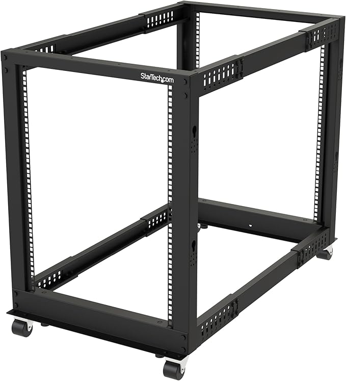StarTech.com 4-Post 15U Mobile Server Rack and 2U Vented Server Rack Shelf Bundle