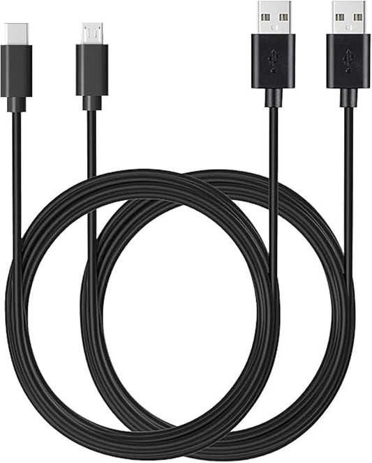6Ft Micro & USB C Charge Cable Cord Wire for Old & New Amazon Kindle, Paperwhite, Oasis, Kids, Fire HD, Fire TV Stick & Scribe (2 Cord Types for All Kindle Models)