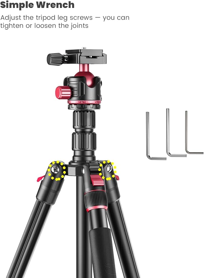 74-inch-Professional-Camera-Photography-Tripod, Ball Head Aluminum DSLR/SLR Tripod & Monopod with Carry Bag Compatible with Canon Nikon Binoculars Laser Telescope (Weight 3 Lbs, 13Lbs Load)