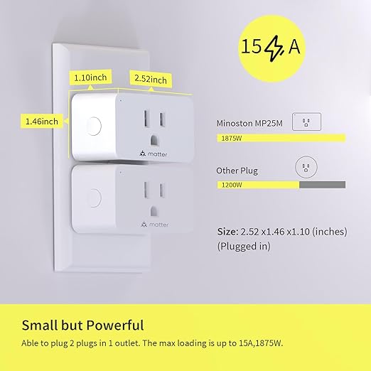 Minoston Matter Smart Plug, Smart Outlet Compatible with Alexa, Apple Home, Google Home, SmartThings, App and Voice Control, 100% Privacy, 2.4G Wi-Fi Only, White, 4 Pack