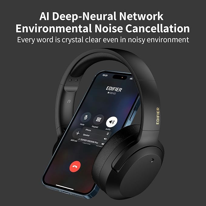 Edifier W820NB Plus Over-Ear Active Noise Cancelling Headphones, Clear Calls with Deep Noise Reduction,Bluetooth Headphones with LDAC for Hi Res Wireless Audio Comfortable Fit,Bluetooth 5.2, Blue