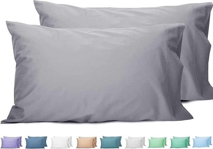 Sunflower Queen Pillowcases Set of 2, 100% Cotton Queen Pillow Cases 2, 20×30 inches Frost Gray, Soft and Breathable