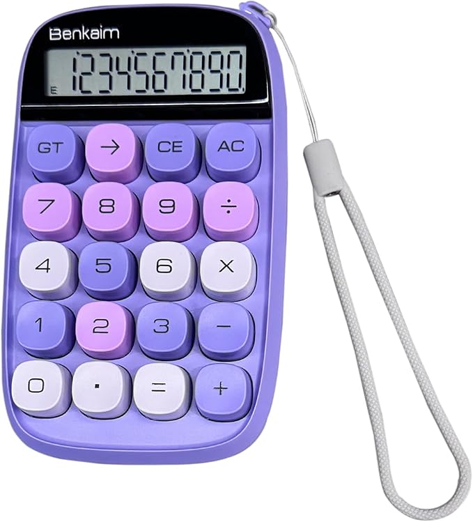 Calculators, Benkaim Desktop Calculator, Basic Standard Calculator, 10 Digit Large LCD Display Big Button Calculator, Purple Cute Desk Accessories for School, Office and Business Use (Purple)