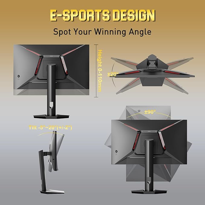 SANSUI 24.5 Inch Gaming Monitor 300Hz, QHD 2560×1440 Computer Monitor, 1ms Fast IPS Panel with 2× HDMI + 2× DP Ports, 130% sRGB Eye Care VESA Support (DP Cable Included ES-G25F6Q Pro)