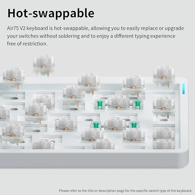 nuphy Air75 V2 Portable 75% Mechanical Keyboard,Wireless Keyboard,Supports Bluetooth/2.4G/USB-C RGB Bluetooth Gaming Keyboards,Compatible with Windows/Mac OS/Linux Systems-Gateron Wisteria Switch