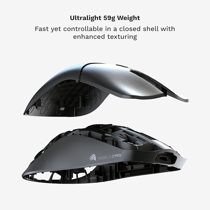 Glorious Gaming Model O 2 PRO 4K/8K White Wireless Gaming Mouse - 2.4GHz Wireless 1ms delay, 4K/8K Polling, 100M clicks, 59g Ultralight, Long Battery Life, 26K DPI BAMF 2.0 Sensor, 6 Buttons