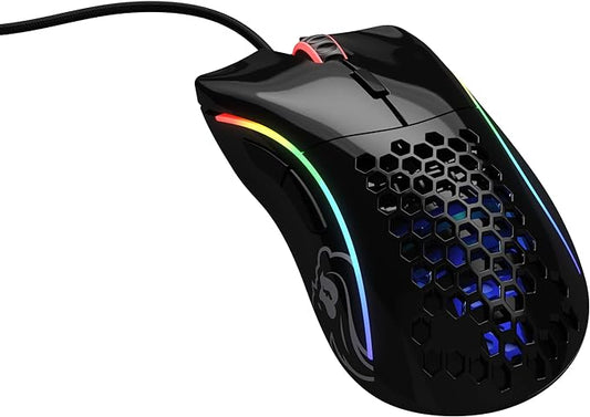 Glorious Gaming Model D Wired Gaming Mouse - 68g Superlight Honeycomb Design, RGB, Ergonomic, Pixart 3360 Sensor, Omron Switches, PTFE Feet, 6 Buttons - Glossy Black