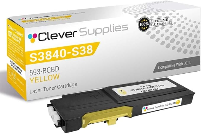 CS Replacement Toner Cartridge Compatible with Dell S3840 593-BCBD Yellow S3840CDN S3845CDN