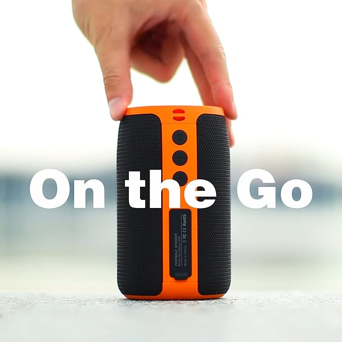 Bluetooth Speaker,MusiBaby Speakers Bluetooth Wireless,Waterproof,Outdoor,Portable Speaker with Stereo Sound,Booming Bass,Dual Pairing,Bluetooth 5.3,24H Play,Speaker for Home,Party,Travel,Gifts-Orange