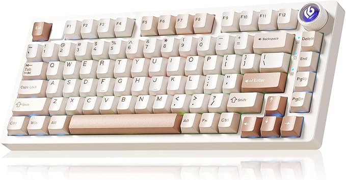 HI75CPro Mechanical Keyboards, RGB Backlit Tri-Mode BT5.0/2.4GHz/USB-C Gaming Keyboard, Hot Swappable Creamy Keyboard with PBT Keycaps for PC/Windows/iOS/Andriod - Turquoise Switch, Brown