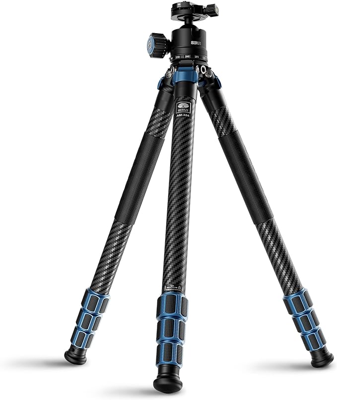 SIRUI AM-324 Professional Camera Tripod with AM-40 Low Gravity Ball Head, 60.4” Carbon Fiber Heavy Duty Tripod for Mirrorless Camera, DSLR, 4 Sections, 32mm Max Tube, Max Load 39.8lb/18kg