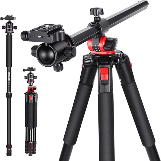 NEEWER 72 inch Camera Tripod Monopod with Center Column and Ball Head Aluminum, Arca Type QR Plate, Bag, Horizontal Tripod Overhead Camera Mount for DSLR Camera, Video Camcorder, Max Load: 33lb