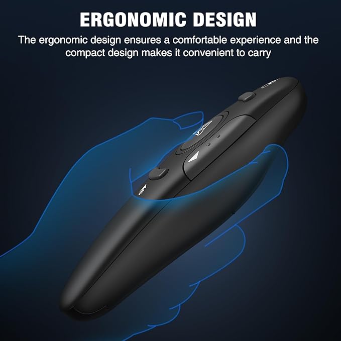 Air Mouse Clicker for Powerpoint Presentations, Rechargeable Wireless Presenter Remote Slide Advancer for Computer Laptop Office Classroom