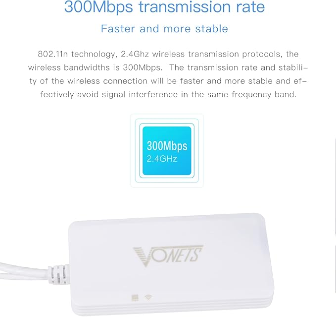 Vonets VAP11G-500S Industrial 2.4GHz Mini WiFi Bridge/Wireless Repeater/Router/Ethernet to WiFi Adapter for Industrial Application, PLC, Printer, Medical, Network Equipment