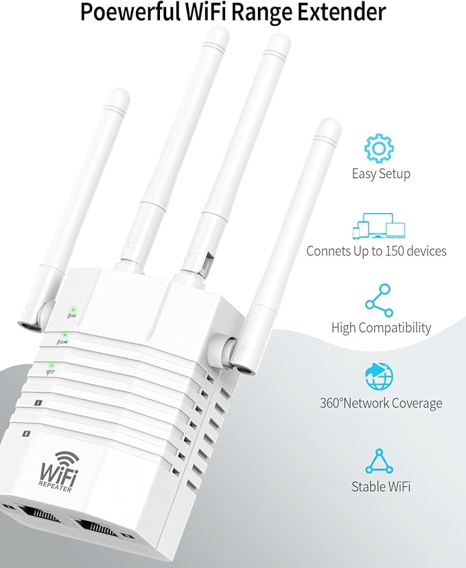 WiFi Extender, WiFi Extender Signal Booster, WiFi Booster, Covers Up to 13888 Sq.ft and 150+ Devices, Dual Band Wireless Repeater, WiFi Repeater, WiFi Extenders Signal Booster for Home