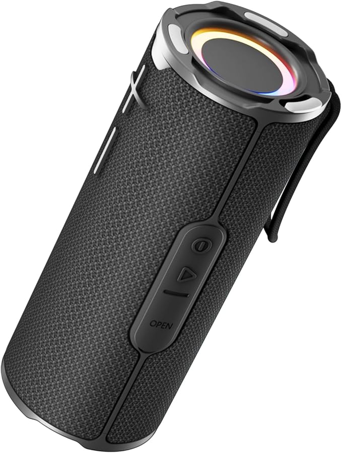 COOPERS Portable Bluetooth Speaker, Wireless Bluetooth Speaker, IPX5 Waterproof Speakers with RGB Lights, Loud Stereo Sound Deep Bass, Long Playtime TWS Pairing for Home/Party/Outdoor Beach