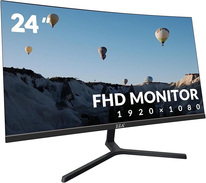ZZA 24" Curved Gaming Monitor, Support 100Hz, Full HD 1920x1080, Three Narrow bezels，FreeSync Premium - Ultimate Gaming Experience