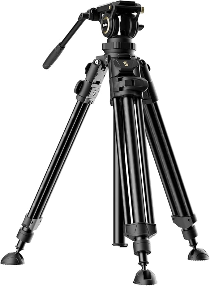 SmallRig AD-50Pro Heavy Duty Video Tripod, Carbon Fiber Lightweight Tripod with FreeSpeed One-Step Height Adjustment, Fluid Head, Dual-Mode QR Plate, Center Column, Weight 7lb, Load up 13.2lb