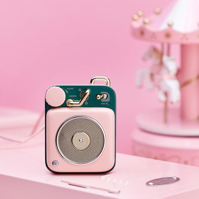 Muzen Mini Bluetooth Speaker, Button Small Cute Portable Metal Retro Wireless Speaker with Loud Volume Great Sound and Portable Lanyard & Gift Bag for Office Classic Vintage Decor