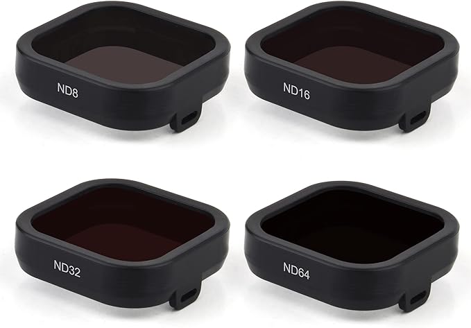 4 Pack Camera Lens Filter ND8 ND16 ND32 ND64 for GoPro Hero 12/11/10/9 Black, Neutral Density Lens Filters, Multi Coated Optical Glass, Lens Protector Go Pro ND Filter Accessories Accessory