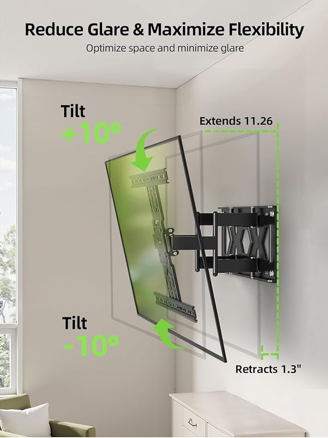 USX MOUNT Ultra Slim TV Wall Mount 37-75 Inch TVs Mount with Swivel and Tilt, Low Profile Full Motion Bracket with Articulating Dual Arms, Up to VESA 400X400 mm Max 16" Wood Studs, Holds 99lbs