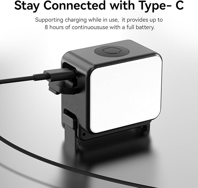 ULANZI LM18 Mini LED Video Light for DJI Pocket 3, 5600K 100Lux Fill Light with Quick AC Mount, 3 Brightness Levels, 500mAh Battery, IPX5 Waterproof, for Action Camera/Pocket 3 Adapter