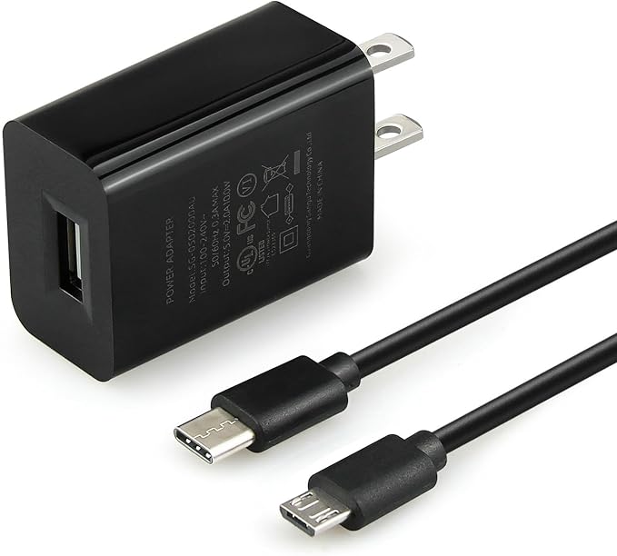 UL-Certified 5V 2A Power Adapter for Chromecast Ultra (Micro-USB), Chromecast Google TV & Fire TV Stick 4K (USB-C), Roku Streaming Devices- Includes 2 Cables