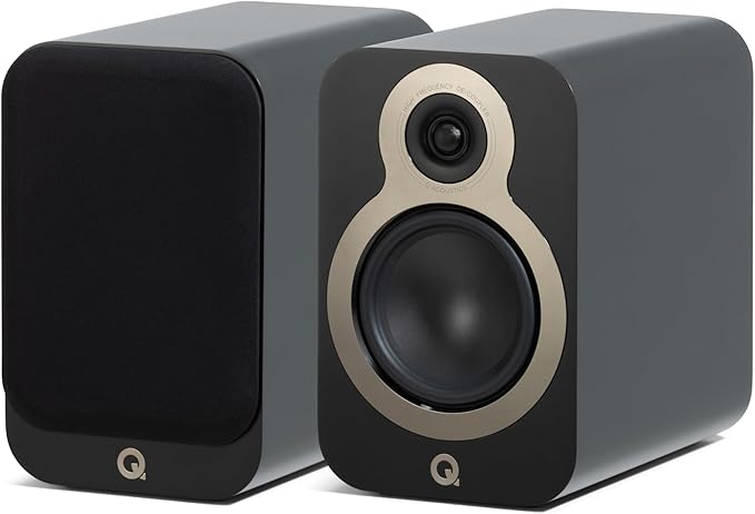 Q Acoustics 3020c Bookshelf Speakers Pair Satin Black - 2-Way Reflex Enclosure Type, 4.75" Bass Driver, 0.9" Tweeter - Stereo Speakers/Passive Speakers for Home Theater Sound System