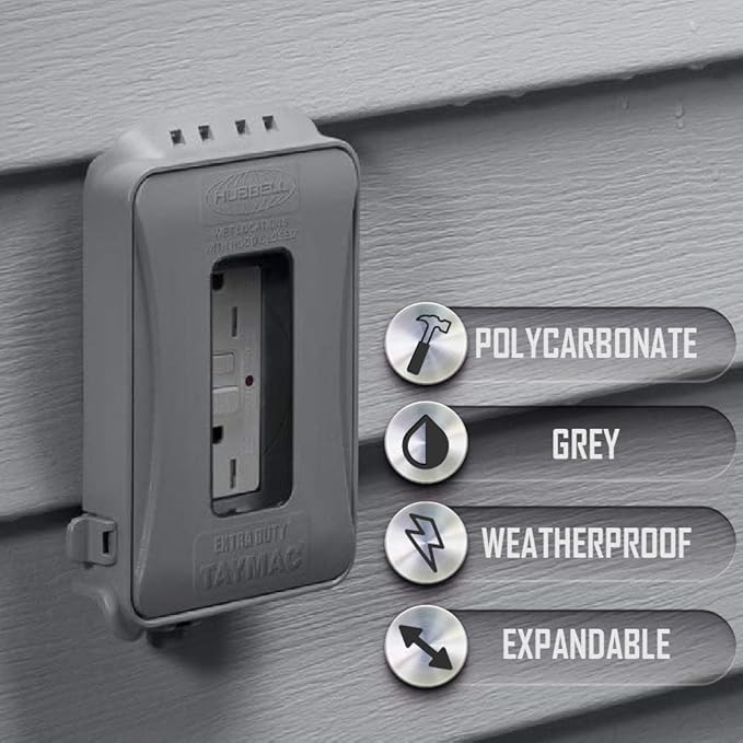 TAYMAC ML500 Single-Gang Mount 16-in-1 Flat Nonmetallic Weatherproof Vertical/Horizontal, 1-Pack, Gray