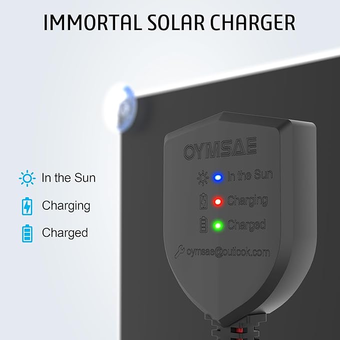 OYMSAE12V Solar Battery Charger ，10W Waterproof Solar Battery Maintainer,Portable Solar Panel Charger with Upgraded MPPT Controller for Car, Motorcycle, Boat, Marine, RV, Trailer, Tractor,Truck, etc
