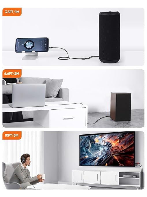 CableCreation RCA to 3.5mm Audio Cable 10FT, 3.5mm Male to 2RCA Male Stereo Y Splitter HiFi Sound Audio Cord Compatible with Echo Dot, Smartphone, MP3, Tablet, Stereo Receiver, Car, Speaker, HDTV