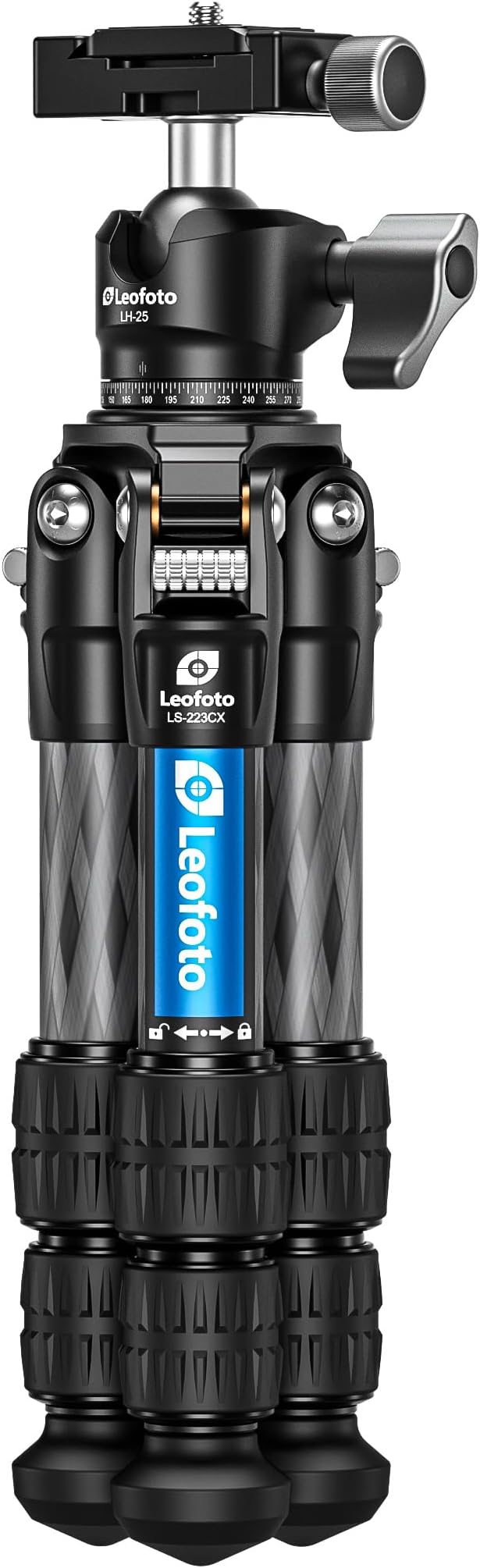Leofoto LS-223CX+LH-25 Travel Tripod, Tabletop Tripod, Ranger Series, Carbon Fiber, 3 Leg Sections, Lightweight, Ball Head Set