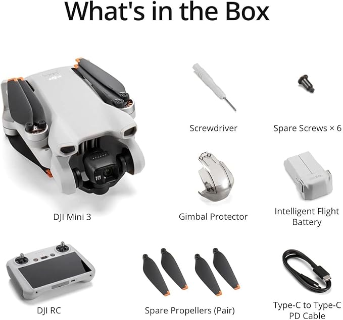 DJI Mini 3 (DJI RC), Lightweight 3x Mechanical Gimbal Drones with Camera for Adults 4K, 38-min Flight Time, up to 32800ft (10km) Video Transmission, Vertical Shooting, GPS Auto Return Integrated