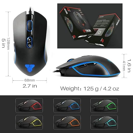 FANTECH Basic Wired Gaming Mouse X9, RGB 7 Macro Buttons Programmable True 4800 DPI Claw Grip Comfort Beginner Gaming Mouse for Window PC, Black