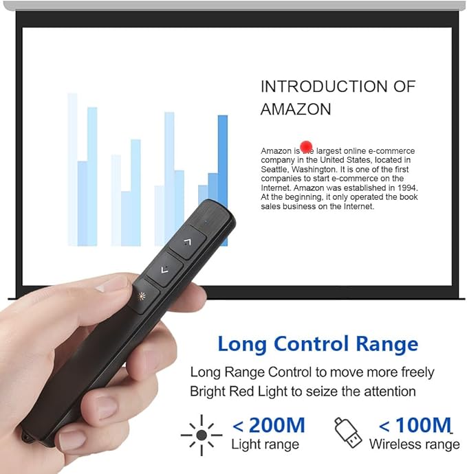 Presentation Clicker for PowerPoint Remote with Lanyard,100M Wireless Presenter Remote PPT PowerPoint Clicker,2.4GHz Presentation Pointer Slide Advancer for Mac Computer Laptop