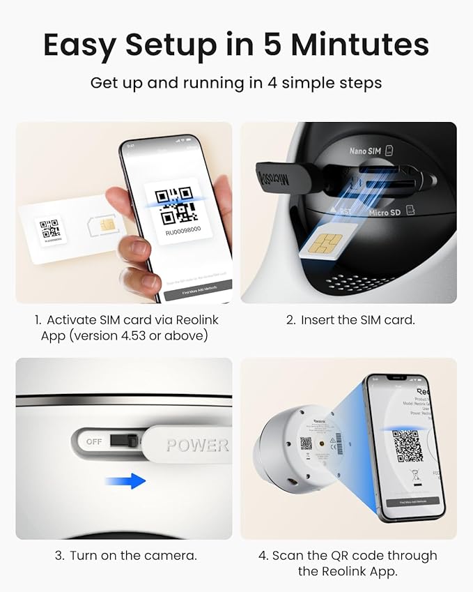 REOLINK 4K 4G LTE 360° Cellular Security Camera Wireless Outdoor +128G SD Card - 2Pack, No WiFi Solar Powered, SIM Card Included, 8MP Color Night Vision, Local/Cloud Storage, Go PT Ultra+Solar Panel 2