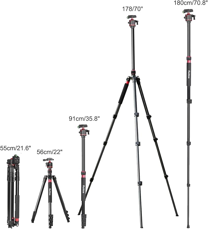 Travel Tripod, 70" Camera Tripod Monopod with Ball Head Lightweight Aluminum Portable for DSLR/SLR Cameras, Video Camcorders, Action Cameras, Phones, Telescopes...8.8lbs (TM70-LB36)