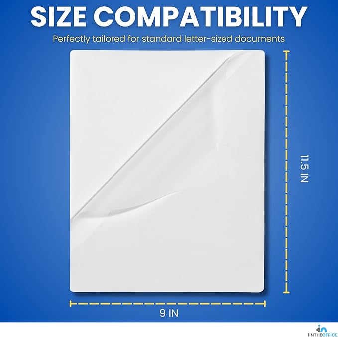 1InTheOffice Laminating Sheets 5 mil, Lamination Sheets 9 x 11.5, Thermal Pouch, Letter Size Clear, 100 Pack