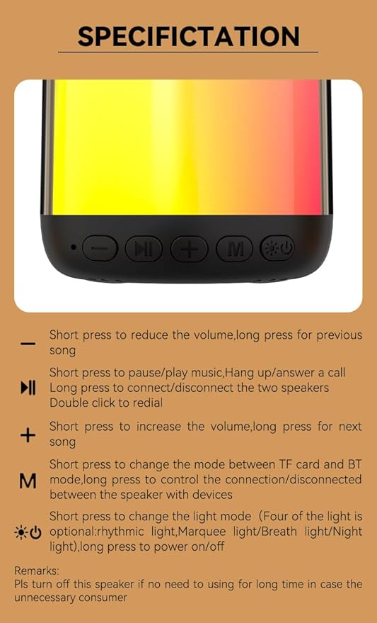 Aura-Sync Surround TWS/RGB-Color Speaker, Small, Brown