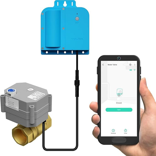 YoLink X3 Valve Controller Kit, 1-1/4" Brass Motorized Ball Valve, LoRa Long Range, 10+ Year Lithium, D2D with Leak Sensors & Fob, App Control & Schedules, Alexa/IFTTT/Home Assistant, Hub Required