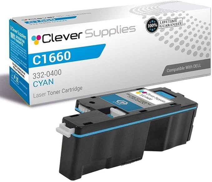 CS Replacement Toner Cartridge Compatible with Dell C1660 332-0400 Cyan C1660 C1660w Color 1000 Page Yield