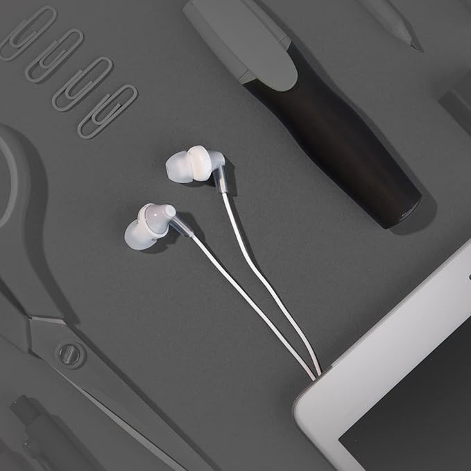 Panasonic ErgoFit Wired Earbuds, 3.5mm Jack In-Ear Headphones Wired with Dynamic Crystal-Clear Sound and Soft Ergonomic Custom-Fit Earpieces (S/M/L), for Phones and Laptops - RP-HJE120-S (Silver)