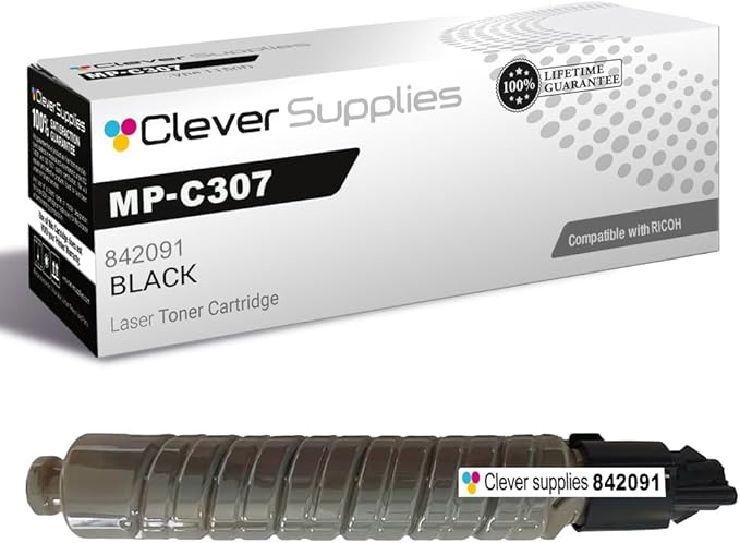 Clever Supplies CS Replacement Compatible with Ricoh C306 MPC307 Toner Cartridge 842091 to use with MPC306 MPC406 (Black, 1-Pack)
